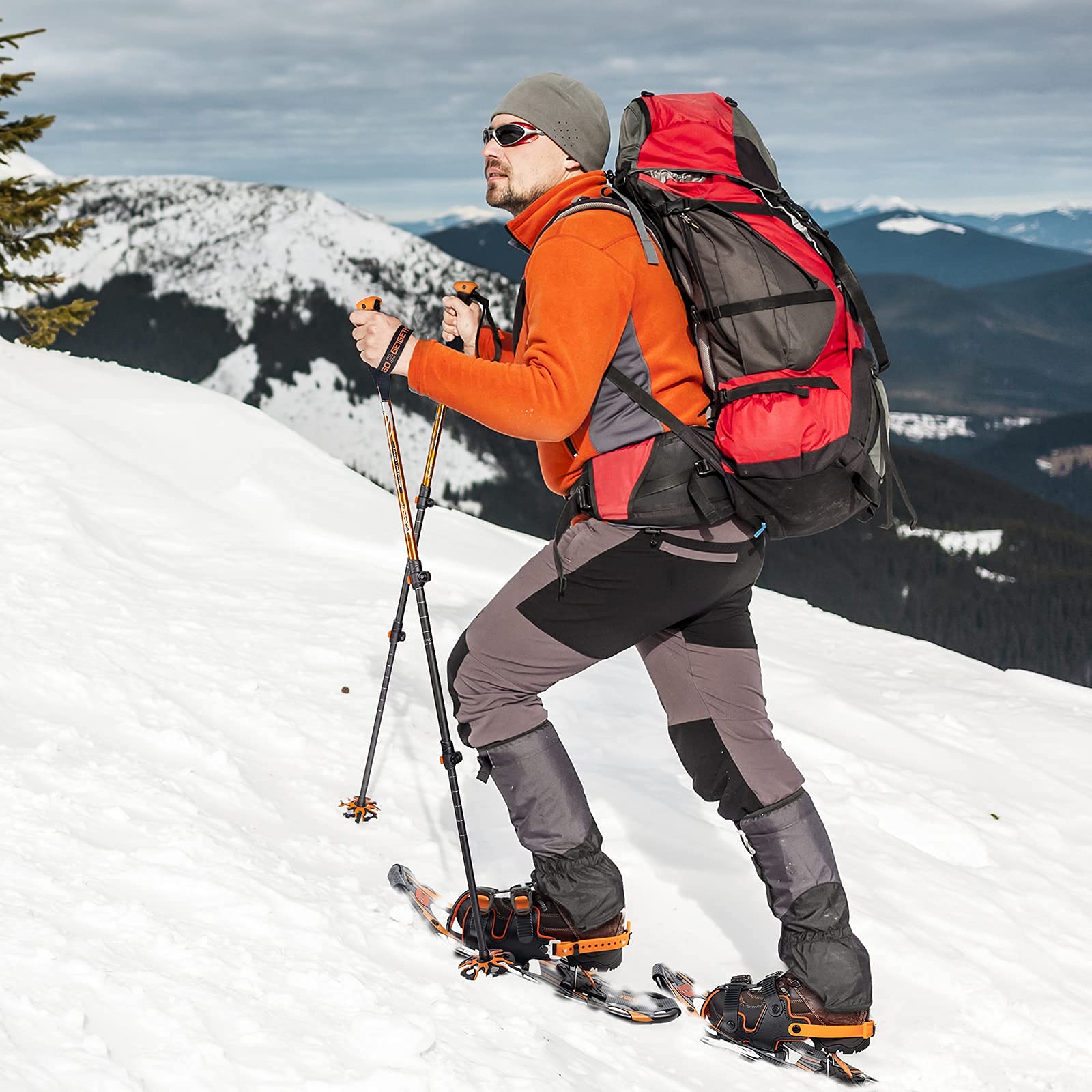 G2 21/25/30/36 Inch Lightweight Snowshoes for Adults - EVA Padded Ratchet Bindings, Heel Lift, Flexible Pivot Bar & Durable Back Strap - Includes Trekking Poles, Carrying Bag & Snow Baskets (6 Colors) - Perfect for Hiking, Backpacking & Winter Outdoor Adventures