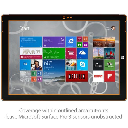 BoxWave Anti-Glare Screen Protector for Microsoft Surface Pro 3 - ClearTouch Ultra Bubble-Free Protection with Jet Black Border - Perfect for Office Work, Travel & Outdoor Use