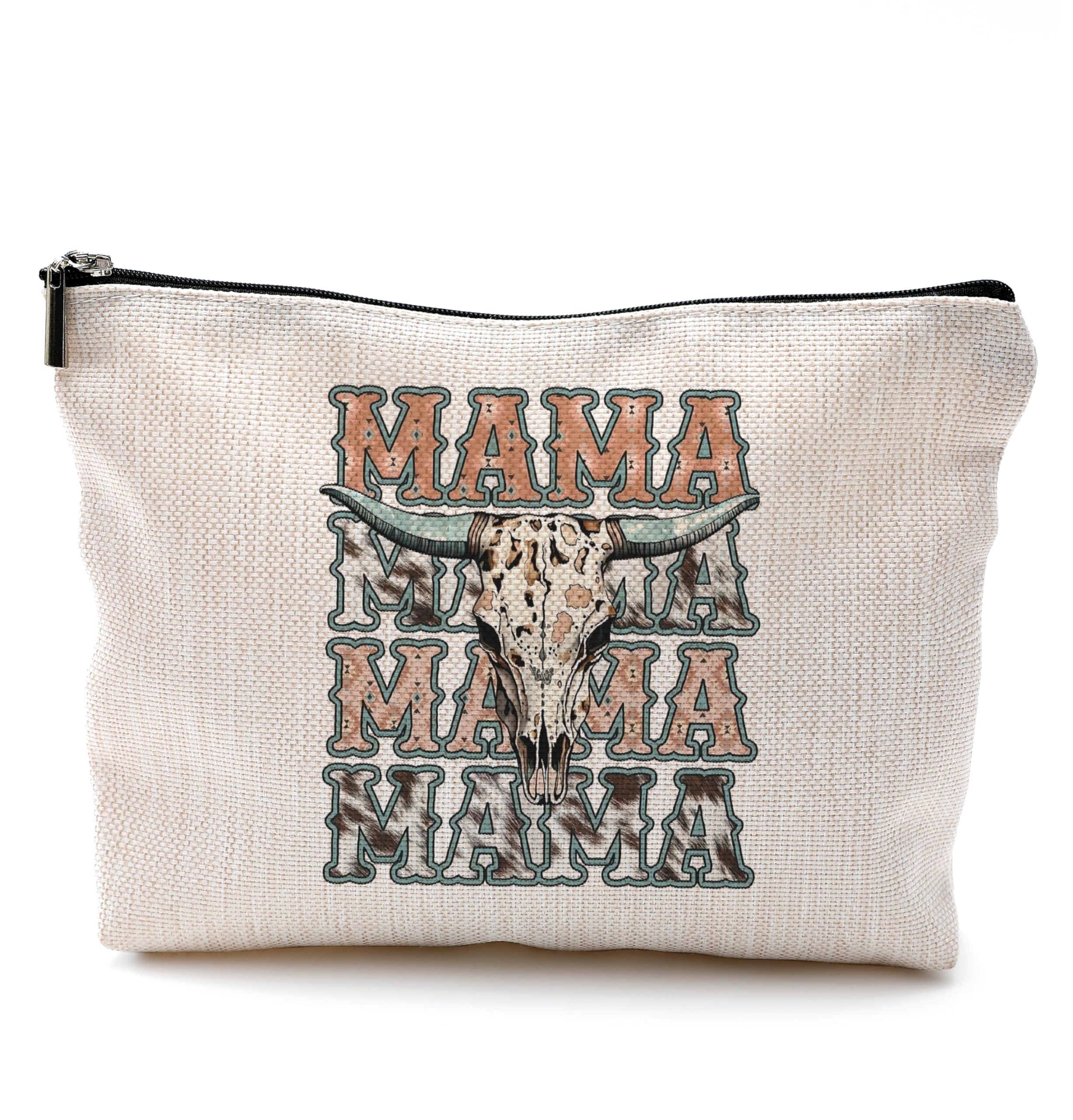 Western Mama Makeup Bag - Zippered Cosmetic Pouch for Women | Perfect Mama Birthday Gift, Travel & Everyday Use | Western Themed Accessories
