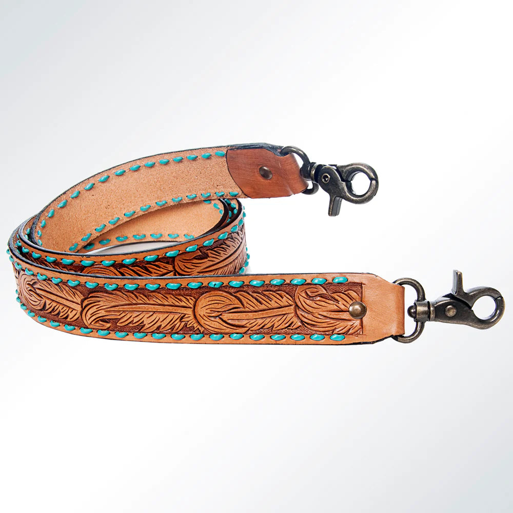 American Darling Feather Turquoise Buckstitch Purse Strap - Stylish Crossbody Bag Accessory for Women, Perfect for Casual Outings & Special Events