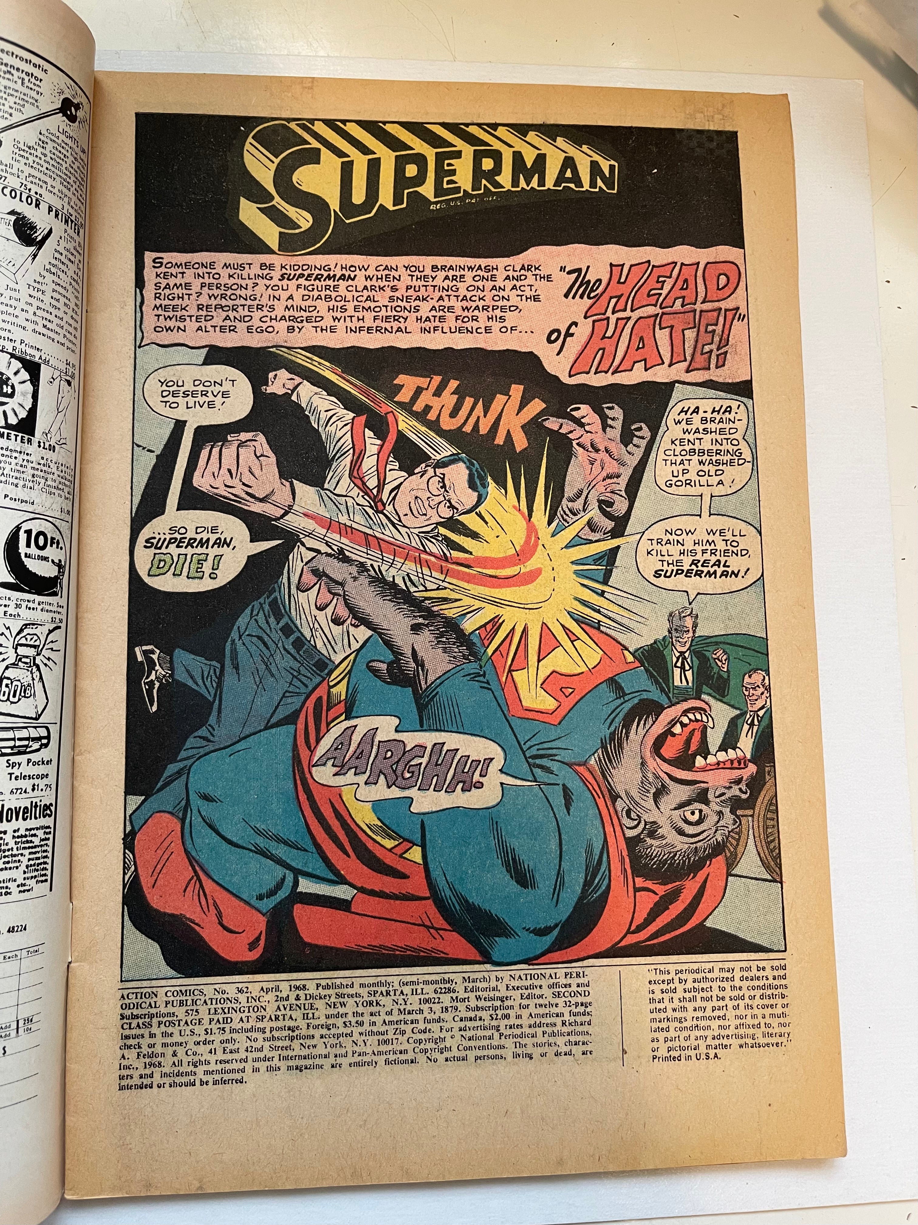 Action Comics Superman #362 Vintage Comic Book 1969 - DC Comics Collectible for Fans & Investors | Perfect for Display, Gifts & Comic Book Collections
