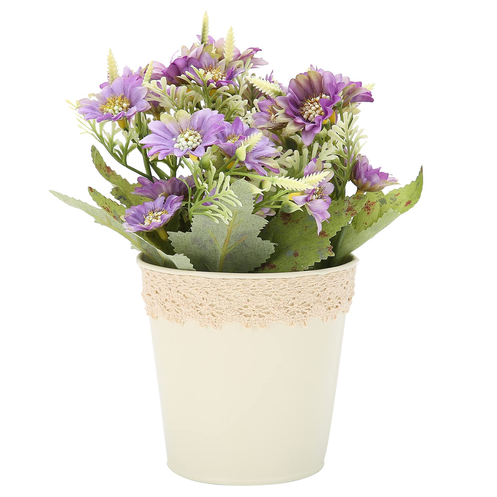 Artificial Daisy Flower Pot - Realistic Fake Daisy Planter, Eco-Friendly & Elegant Home Decor for Weddings, Balconies, Offices & Living Rooms (Purple) - Perfect for Indoor & Outdoor Decoration