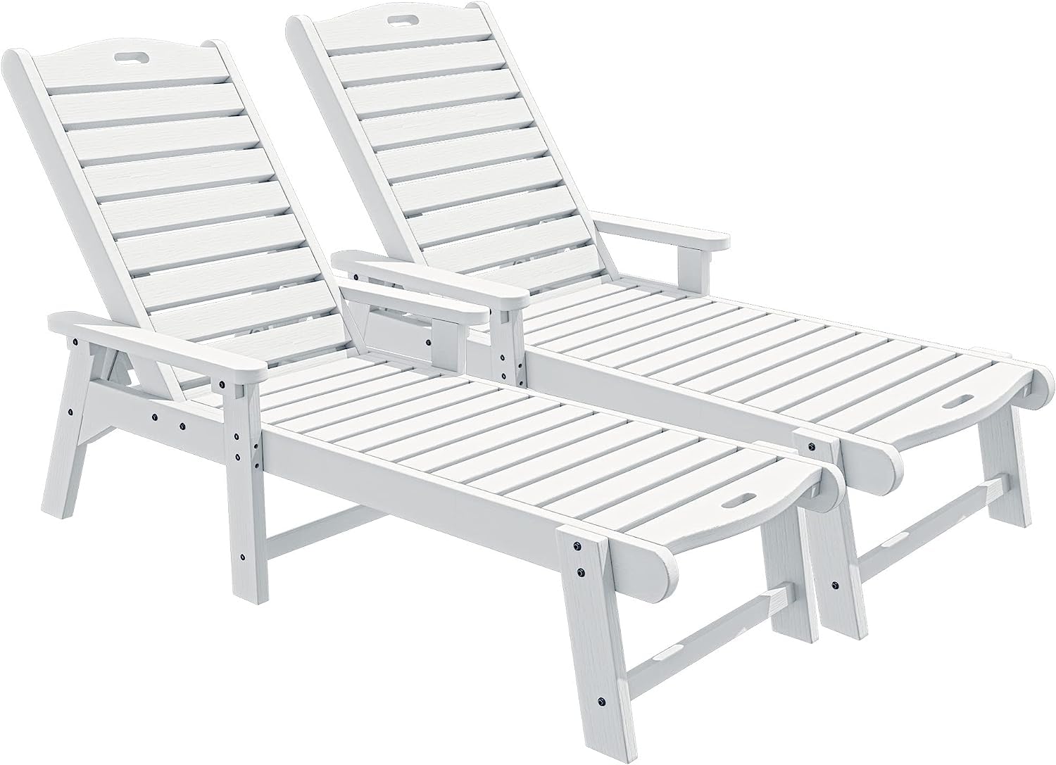 YITAHOME 2-Pack Outdoor Chaise Lounge Chairs with Adjustable Backrest - Heavy Duty Resin Patio Loungers with Wide Armrests, 350lbs Capacity - Waterproof White Poolside Beach Backyard Furniture for Relaxing by the Pool, Beach or Garden