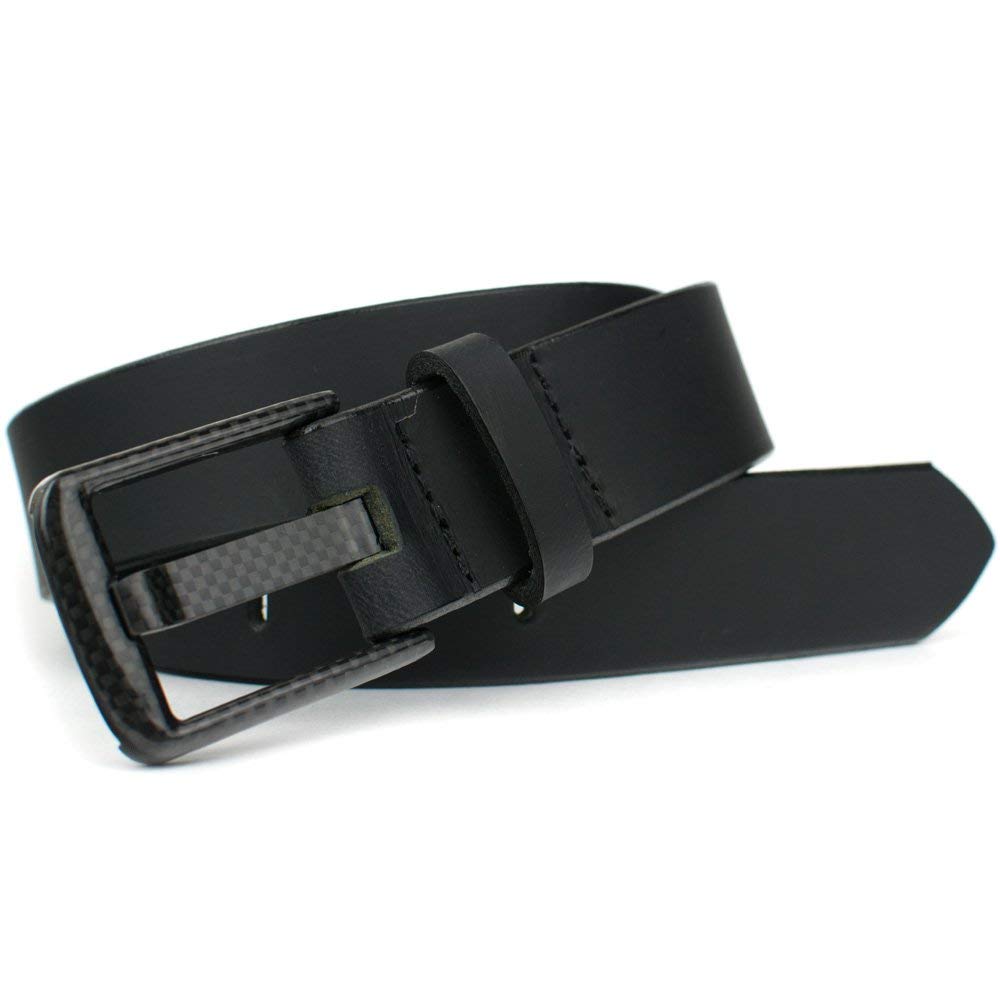 Premium Carbon Fiber Wide Pin Full Grain Leather Belt - Non-Metal, TSA Friendly, Nickel Free Buckle - Made in USA | Perfect for Business Travel, Airport Security & Formal Occasions