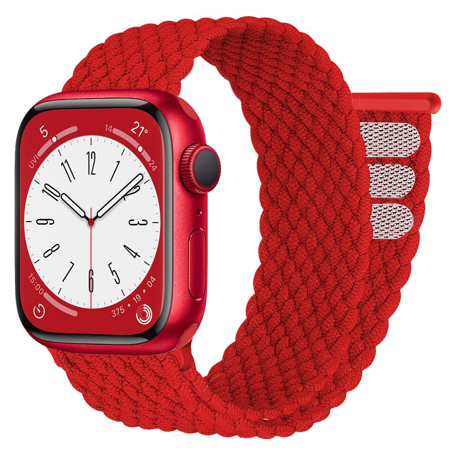 Elastic Nylon Sport Solo Loop Strap for Apple Watch Series 9/8/7/6/5/4/3/SE - Stretchy Braided Band Compatible with 38mm/40mm/41mm/42mm/44mm/45mm/46mm/49mm Models - Perfect for Workouts, Running & Everyday Wear
