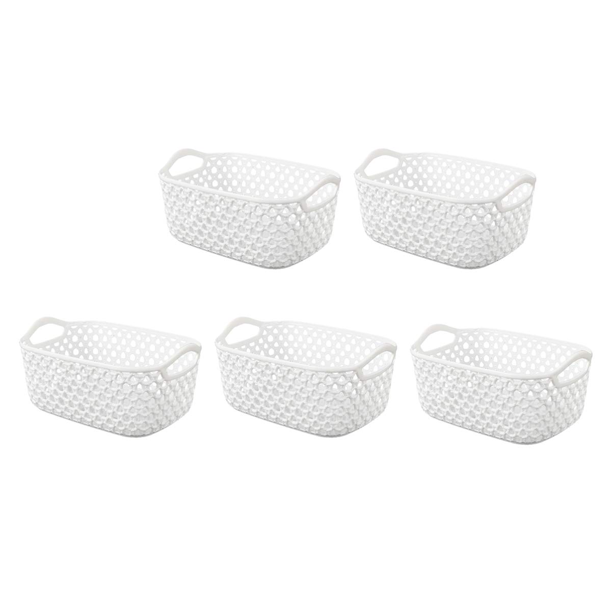 5-Piece Plastic Storage Baskets Set - Foldable Clothes Organizer & Kitchen Container for Home Organization | Ideal for Bedroom, Bathroom, Pantry & Laundry Room Storage Solutions