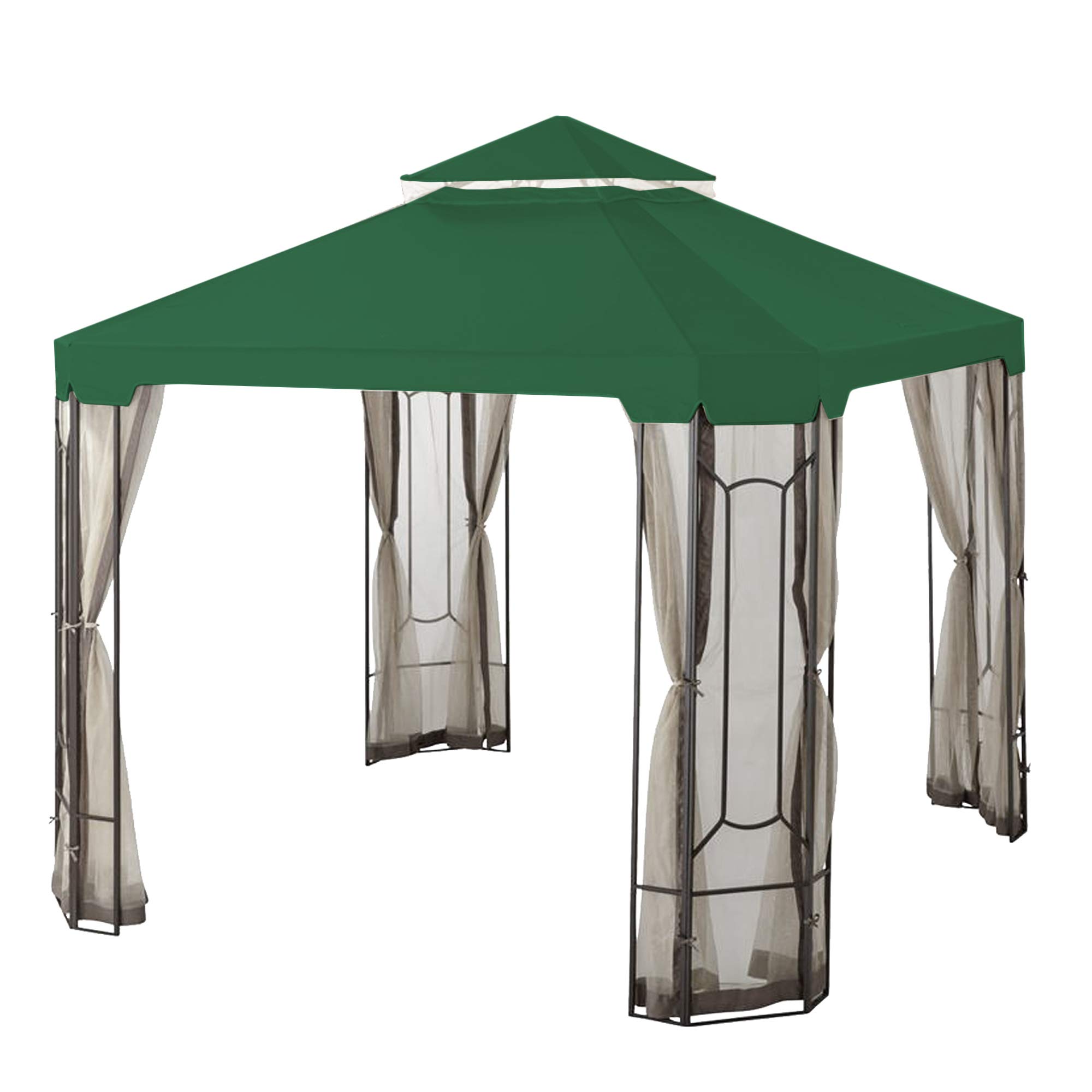 Garden Winds Replacement Canopy for The Cottleville Gazebo - Riplock 350 Durable Waterproof Fabric - Green Outdoor Shade Cover for Patio, Deck, and Backyard Relaxation