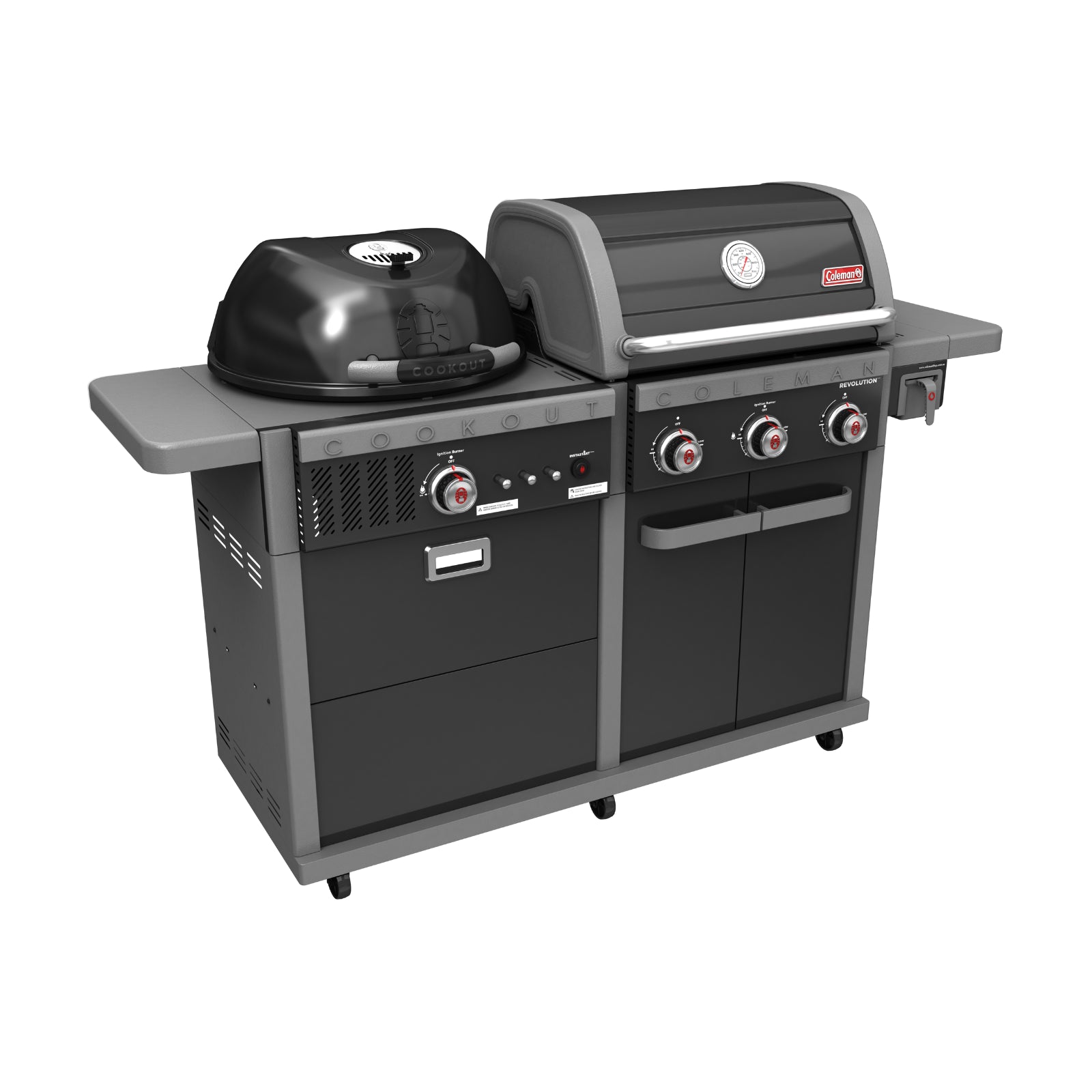 Coleman Revolution Dual Fuel Gas & Charcoal BBQ Grill - Black Gloss Finish - Portable Outdoor Camping & Backyard Grilling REVDFBGL