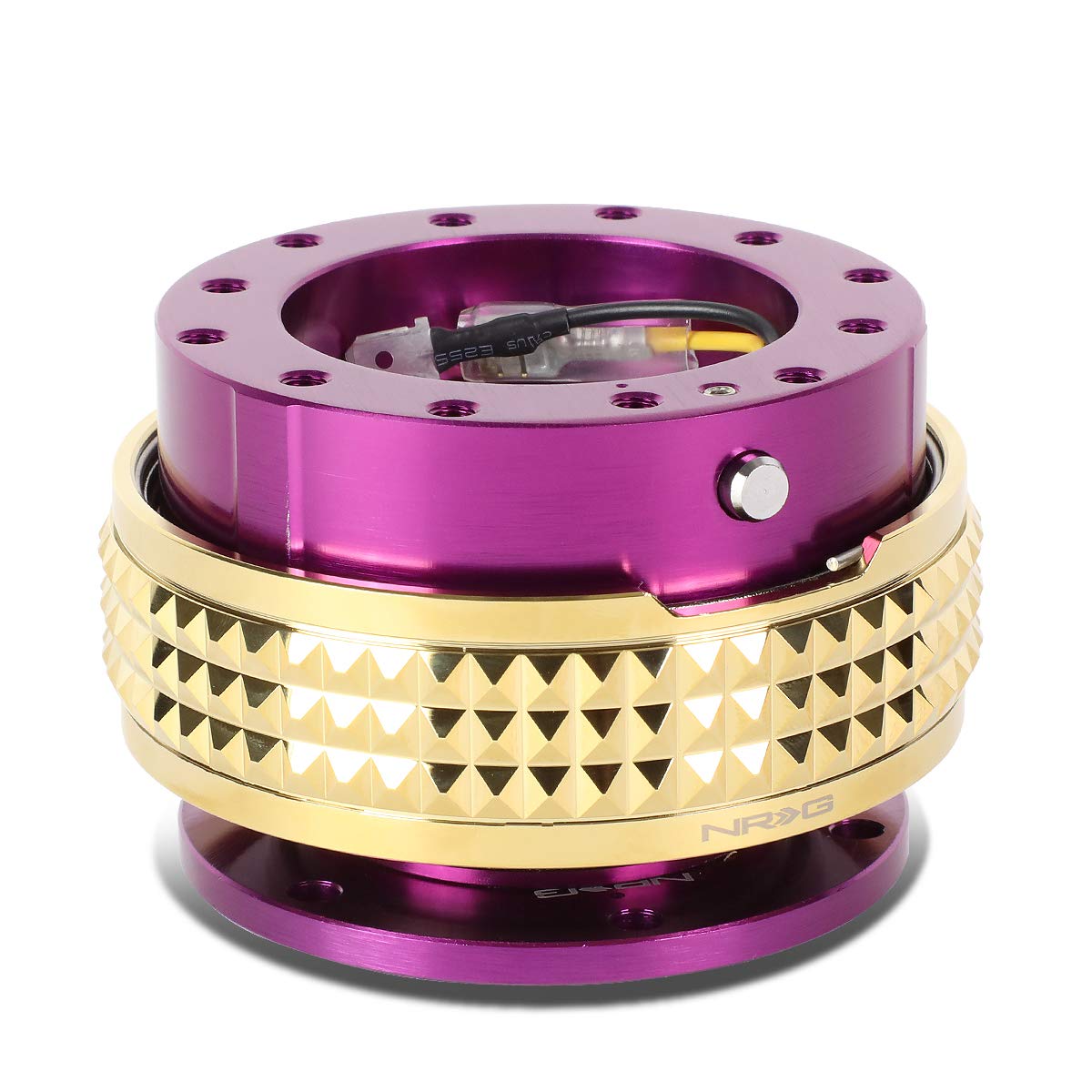 NRG Innovations SRK-210PP/CG Quick Release Steering Wheel Hub Adapter Kit - Purple Body with Chrome Gold Pyramid Ring - Perfect for Drifting, Racing & Car Modifications