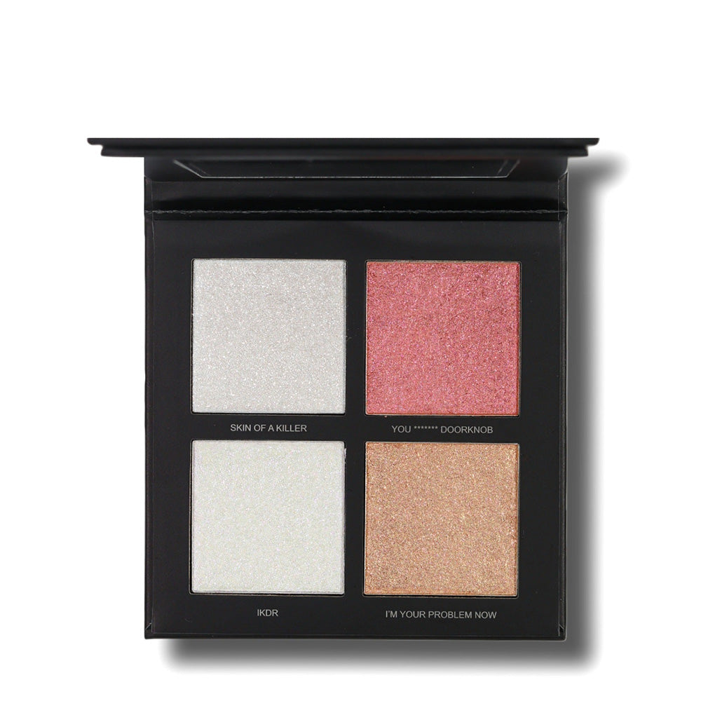 Blend Bunny Cosmetics Little Miss 'She Never Misses' Simply Put Highlighter Quad - Vegan & Cruelty-Free Makeup Palette for Glowing Cheeks - Perfect for Everyday Wear & Special Occasions