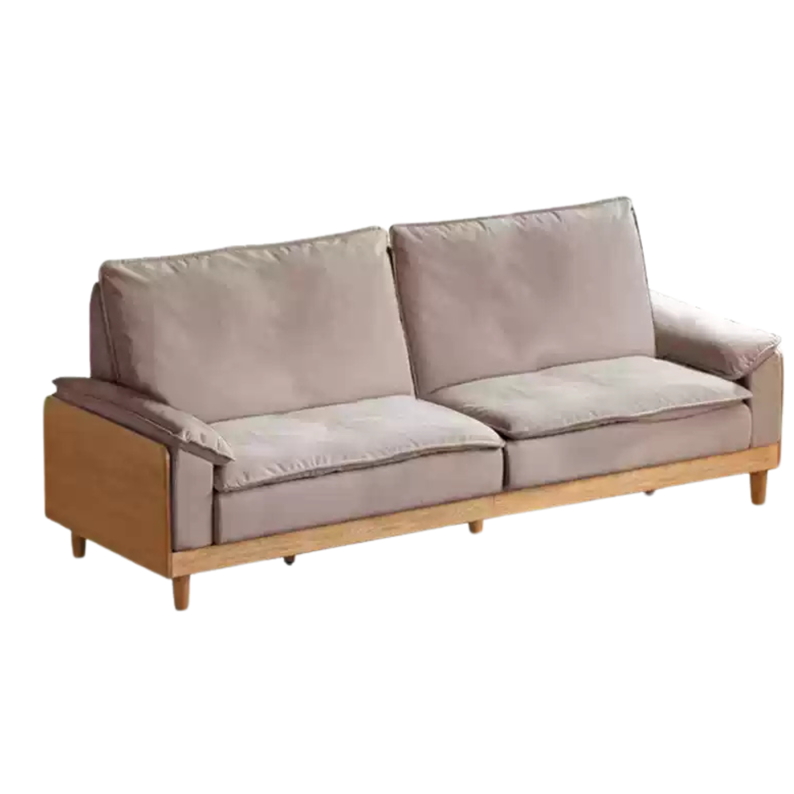 85x38.9x37.4 inch / 216x99.7x95cm / Natural wood color / red oak sofa imitation cotton linen smoke chestnut brown