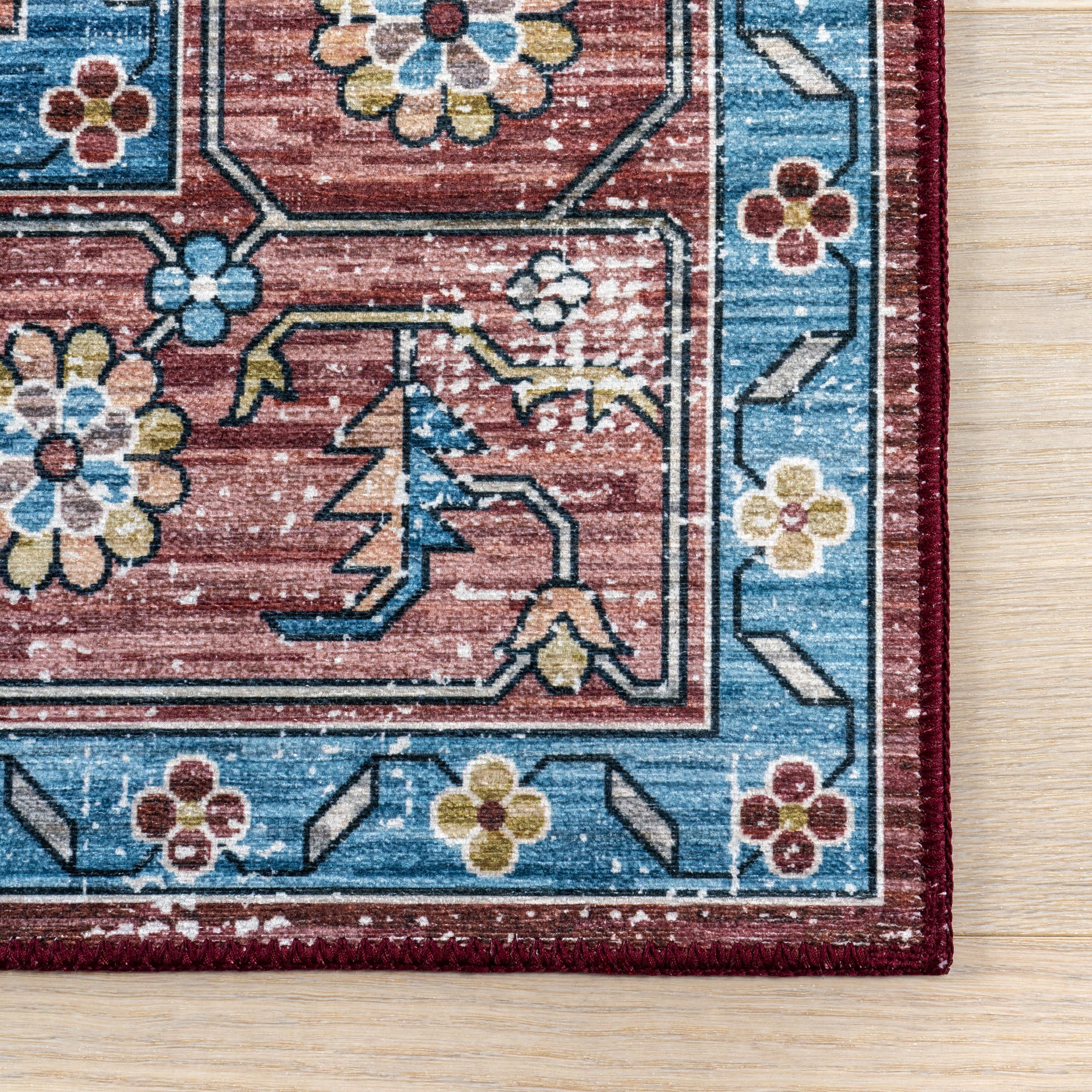 Castle Medallion Spill Proof Washable Rug - Stain Resistant Non-Slip Kitchen Mat, Rust Color - Perfect for Kitchen, Bathroom, Entryway & High Traffic Areas