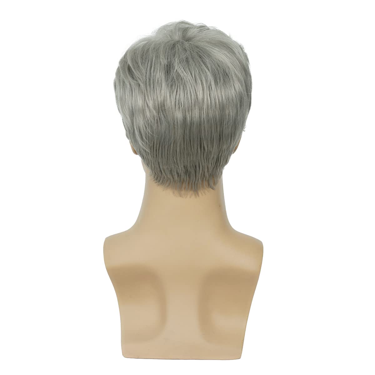 Baruisi Men's Short Silver Gray Synthetic Heat Resistant Wig for Halloween Cosplay, Costume Parties & Theatrical Performances - Natural Look & Comfortable Fit