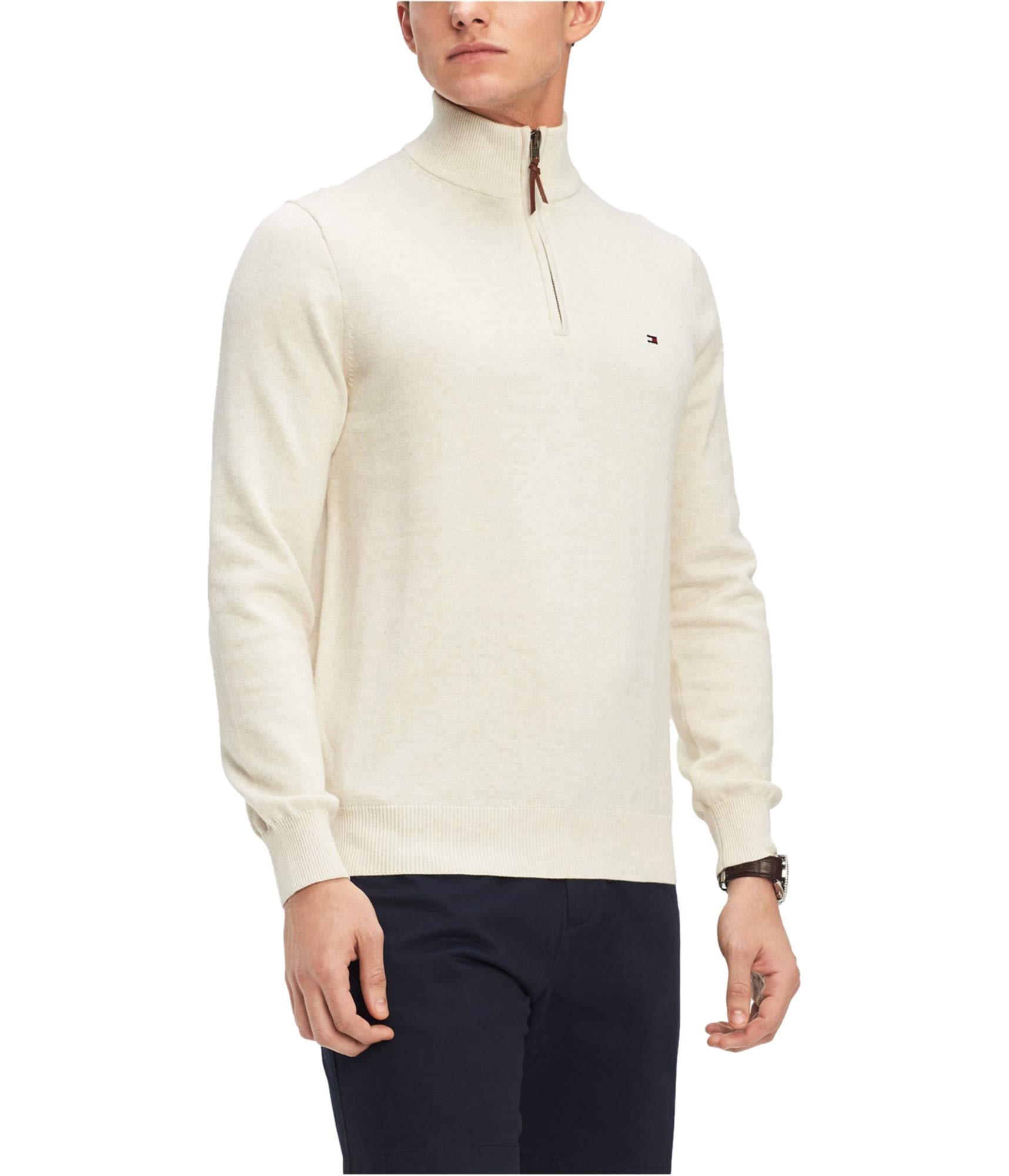 Tommy Hilfiger Men's Quarter Zip Cardigan Sweater | Casual Pullover for Fall & Winter | Perfect for Office, Travel & Outdoor Activities