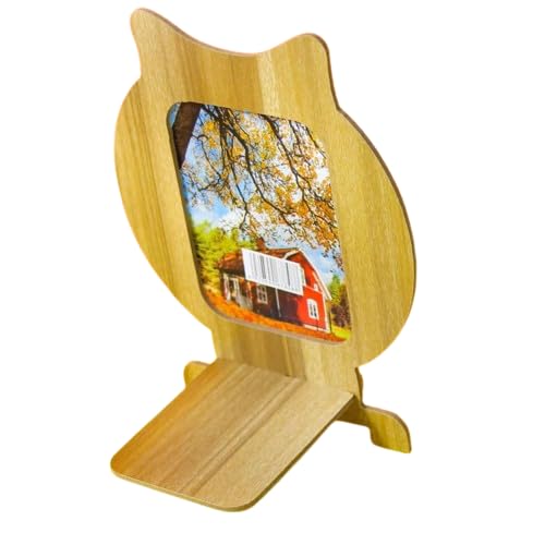 GRACIOUS MART - Wood Framed Standing Table Mirror for Makeup & Vanity - Round Desktop Mirror with Floor Mount - Perfect for Bedroom Dressing Table, Bathroom & Cosmetics Organization (Pack of 1)