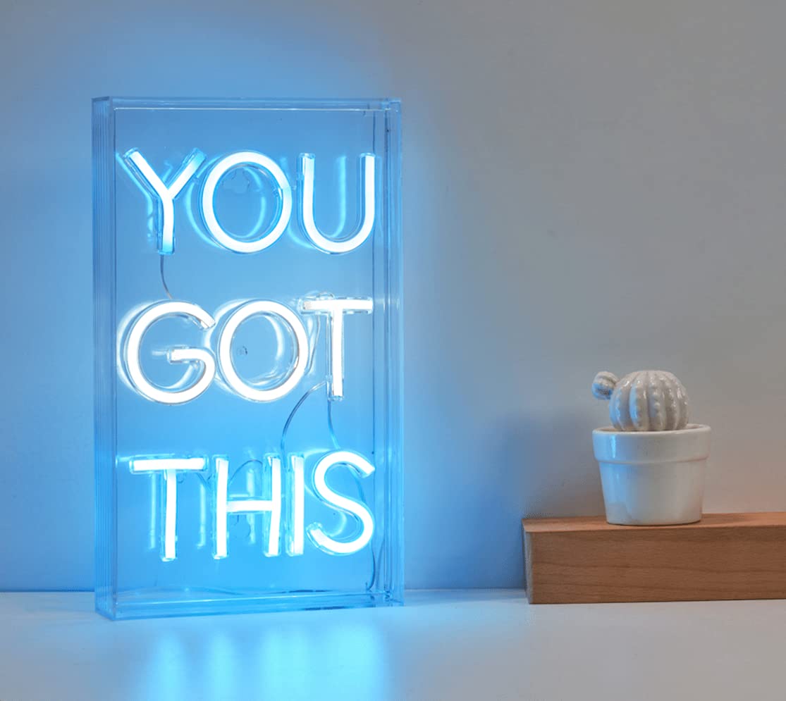 Custom Neon LED Desk Light - 3D Letter Wall Decor for Home, Bedroom & Living Room | USB Powered Aesthetic Room Sign for Parties, Bars & Office Motivation (You Got This) - Perfect for Gifts, Dorm Decor & Workspace Inspiration