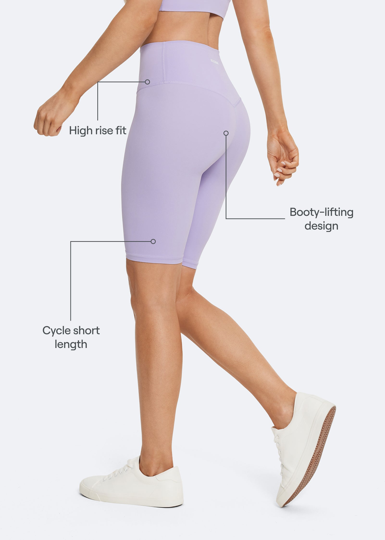 Lavender High Waist Bike Shorts for Women - Breathable & Moisture Wicking - Perfect for Cycling, Yoga & Workouts