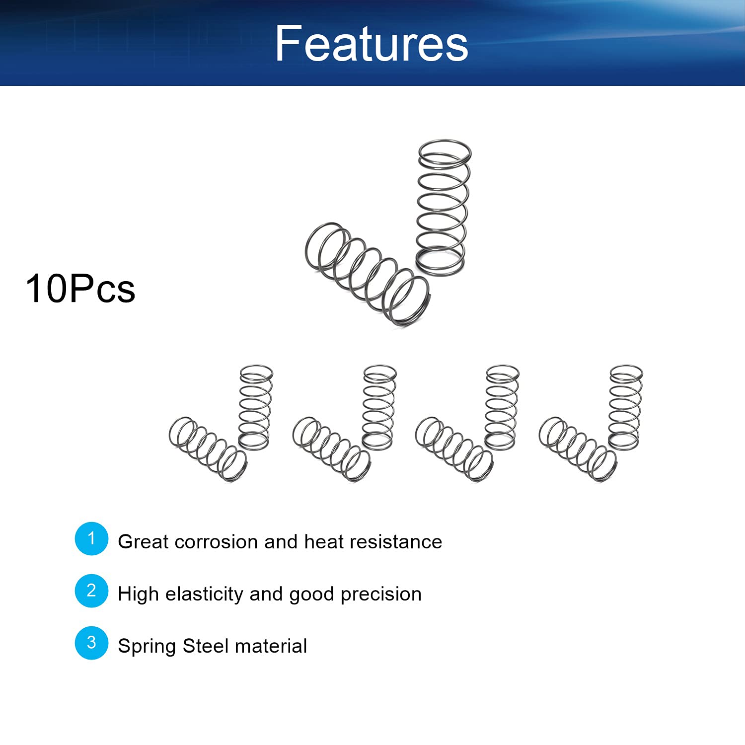 Yinpecly 10Pcs 1.2mm Wire Dia 20mm OD 50mm Length Small Coiled Extension Springs - High-Quality Spring Steel Compressed Springs for Ball Pens, Mechanical Pencils & Office Supplies (Perfect for Repairing Writing Instruments)