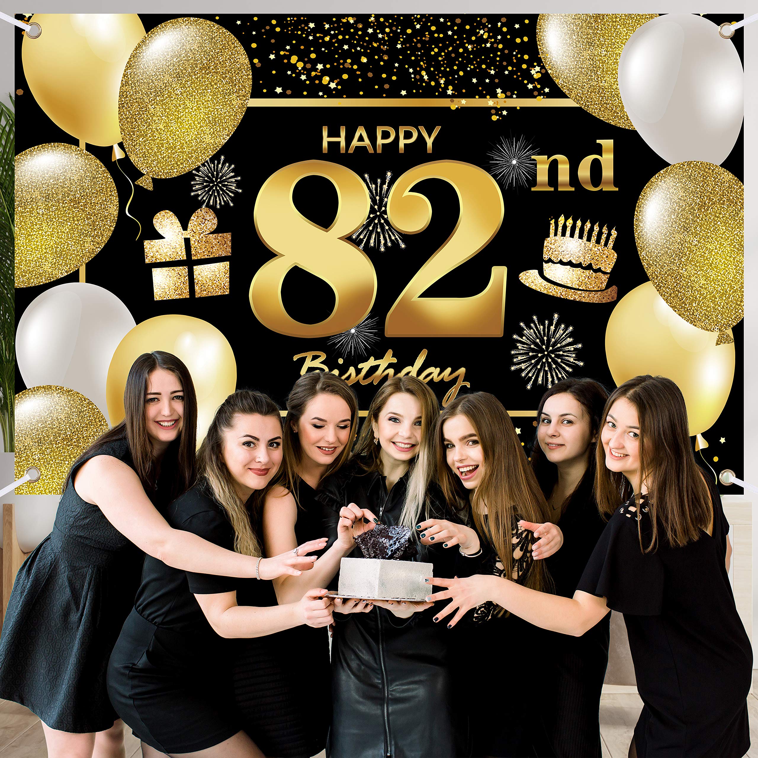 82nd Happy Birthday Banner - Premium Birthday Decorations for Men, Party Supplies & Backdrop - Perfect for Milestone Celebrations, Retirement Parties & Family Gatherings