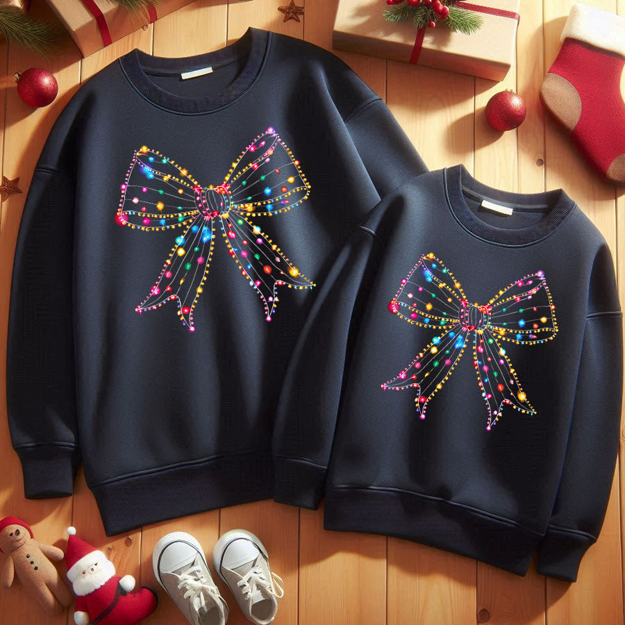 Coquette Christmas Matching Navy Sweatshirts for Women - Cute Couple Holiday Outfits - Perfect for Christmas Photos, Family Gatherings & Festive Celebrations