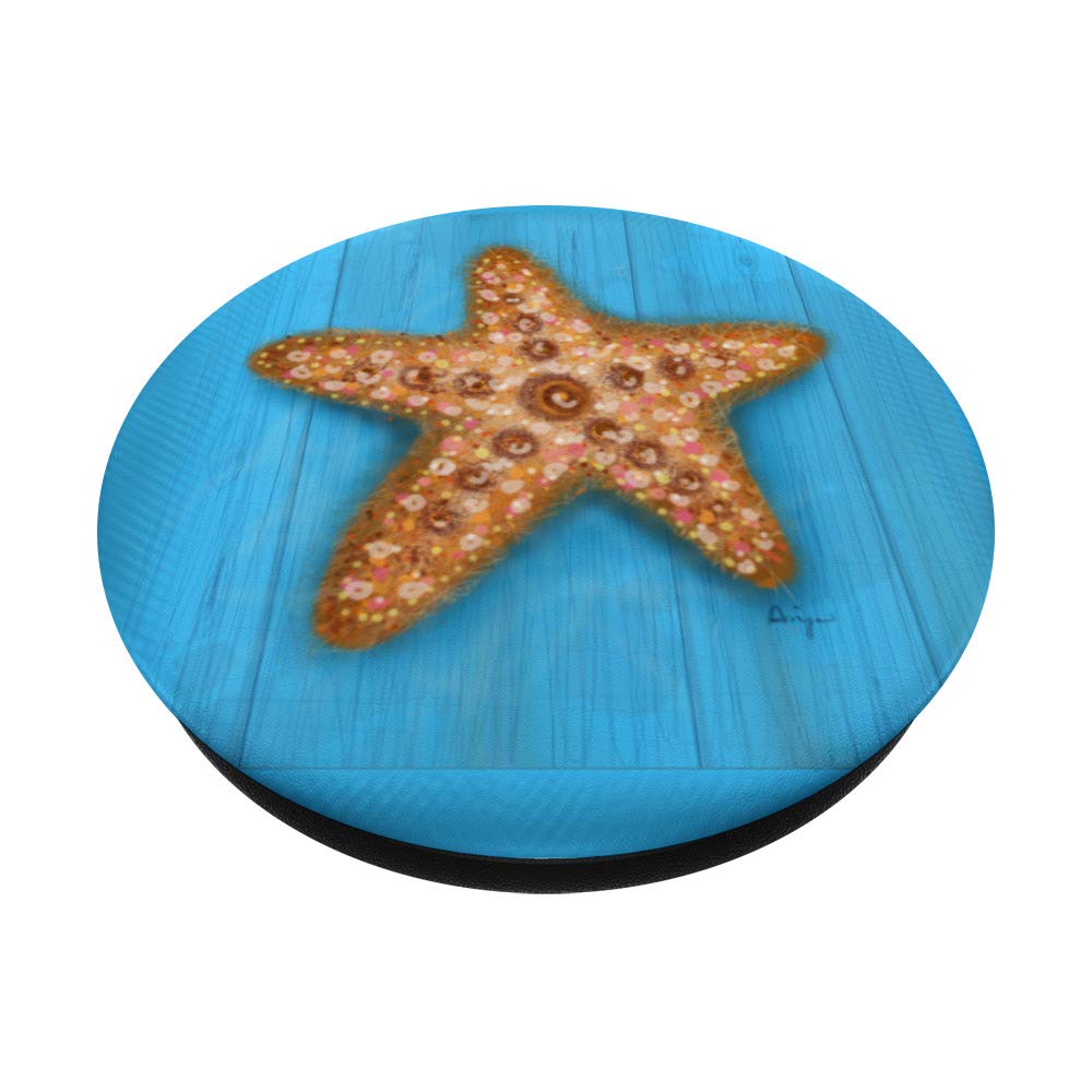 Starfish of the Sea Light Blue Boardwalk PopSockets PopGrip - Swappable Phone & Tablet Grip for Beach Vacations, Summer Outings & Coastal Decor