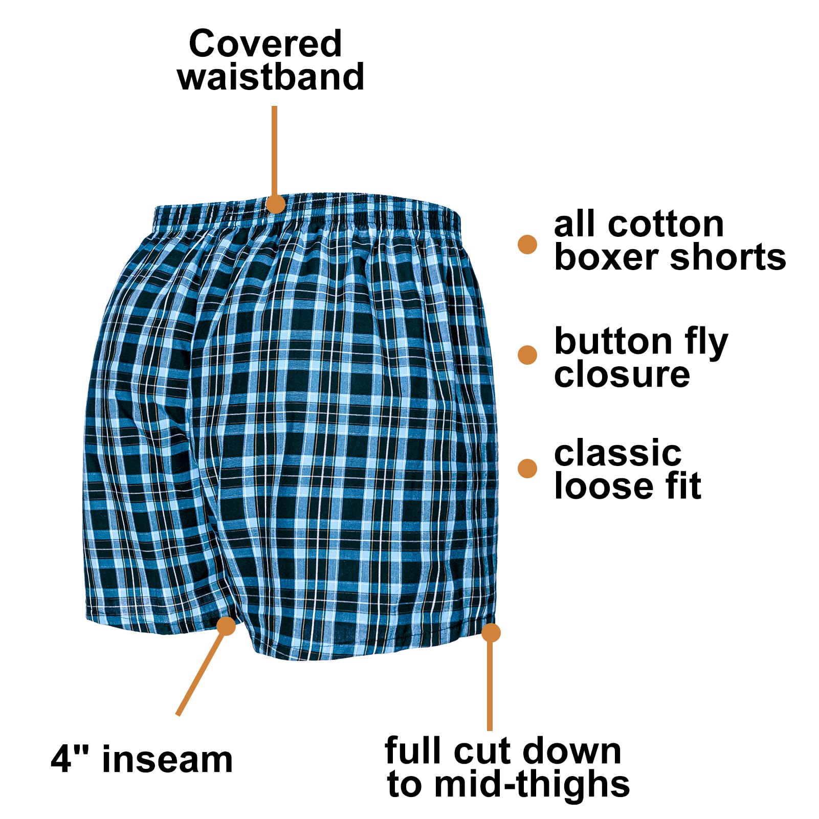 Men's 100% Cotton Woven Boxer Shorts - Breathable Loose Fit Underwear for Everyday Comfort | Perfect for Sleep, Lounge & Active Wear