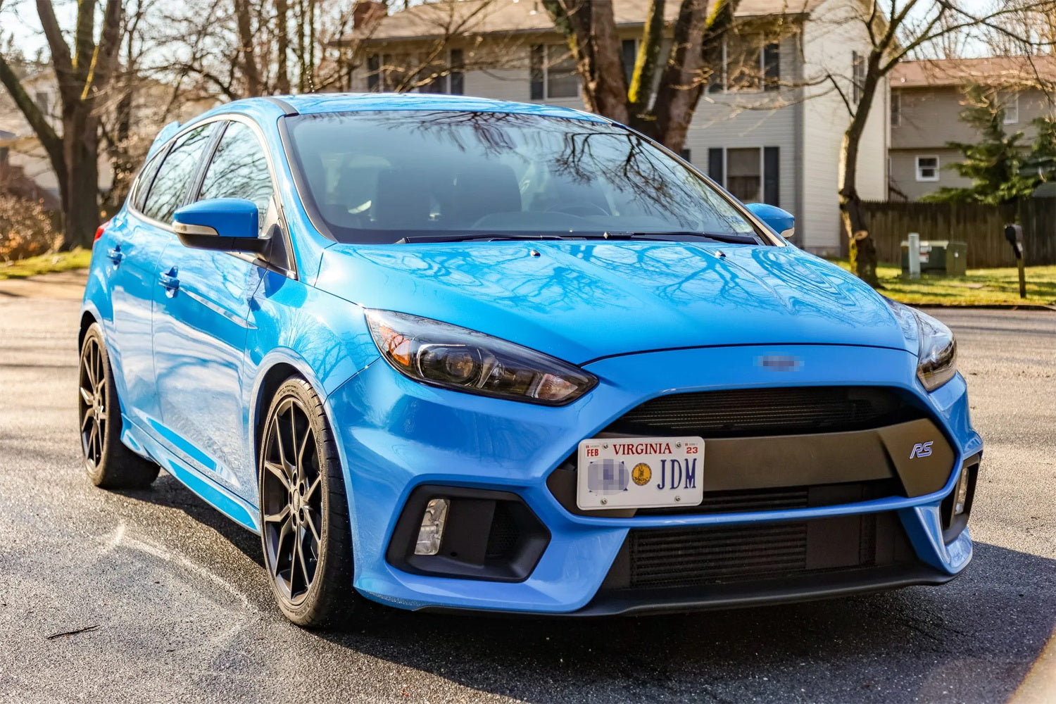 16-18 Ford Focus RS Front Bumper Tow Hook License Plate Bracket Adapter - Durable Off-Road & Track Day Accessory for Custom Car Styling