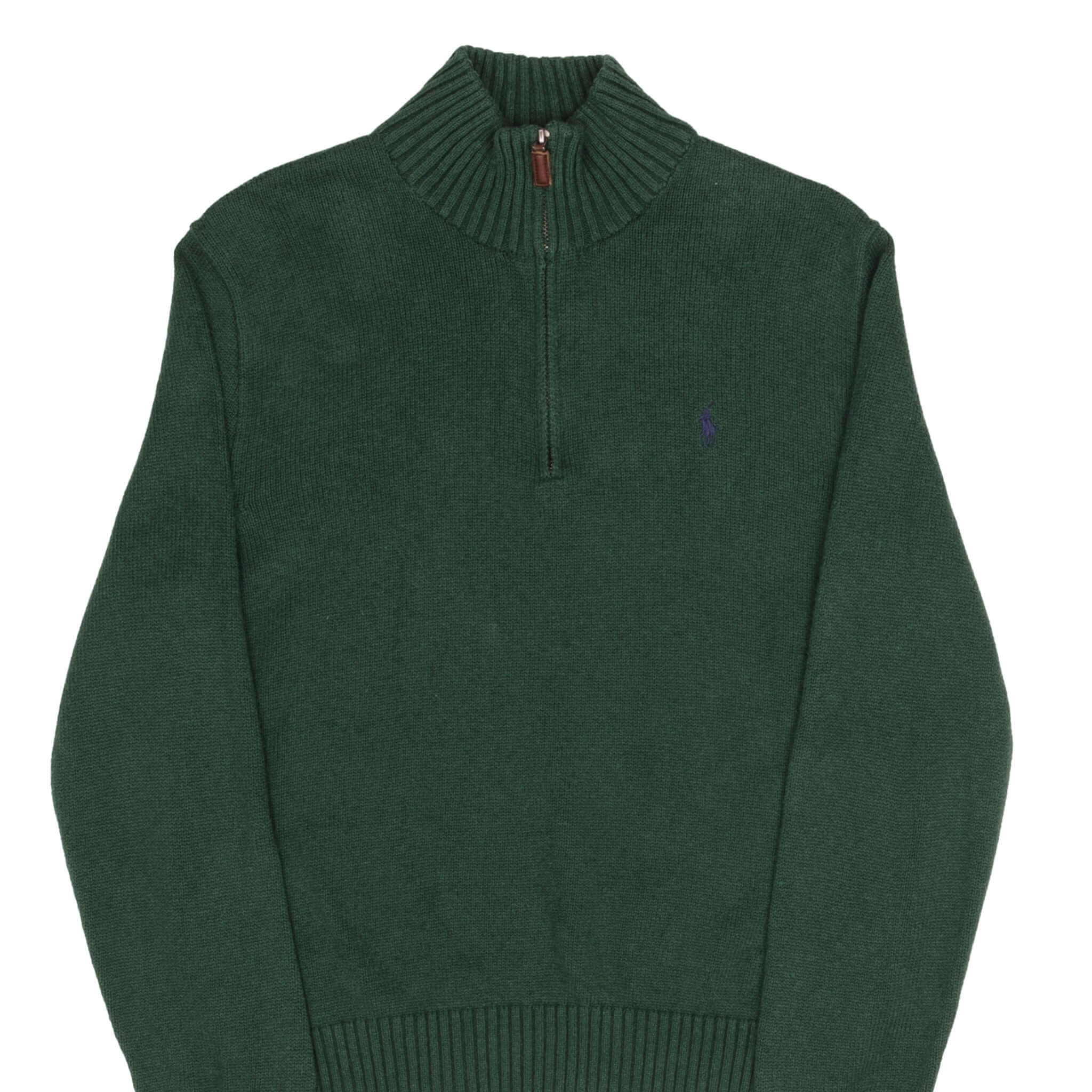 Polo Ralph Lauren Green Knit Quarter Zip Sweater for Men - Medium Size | Casual & Business Wear, Perfect for Office & Outdoor Activities