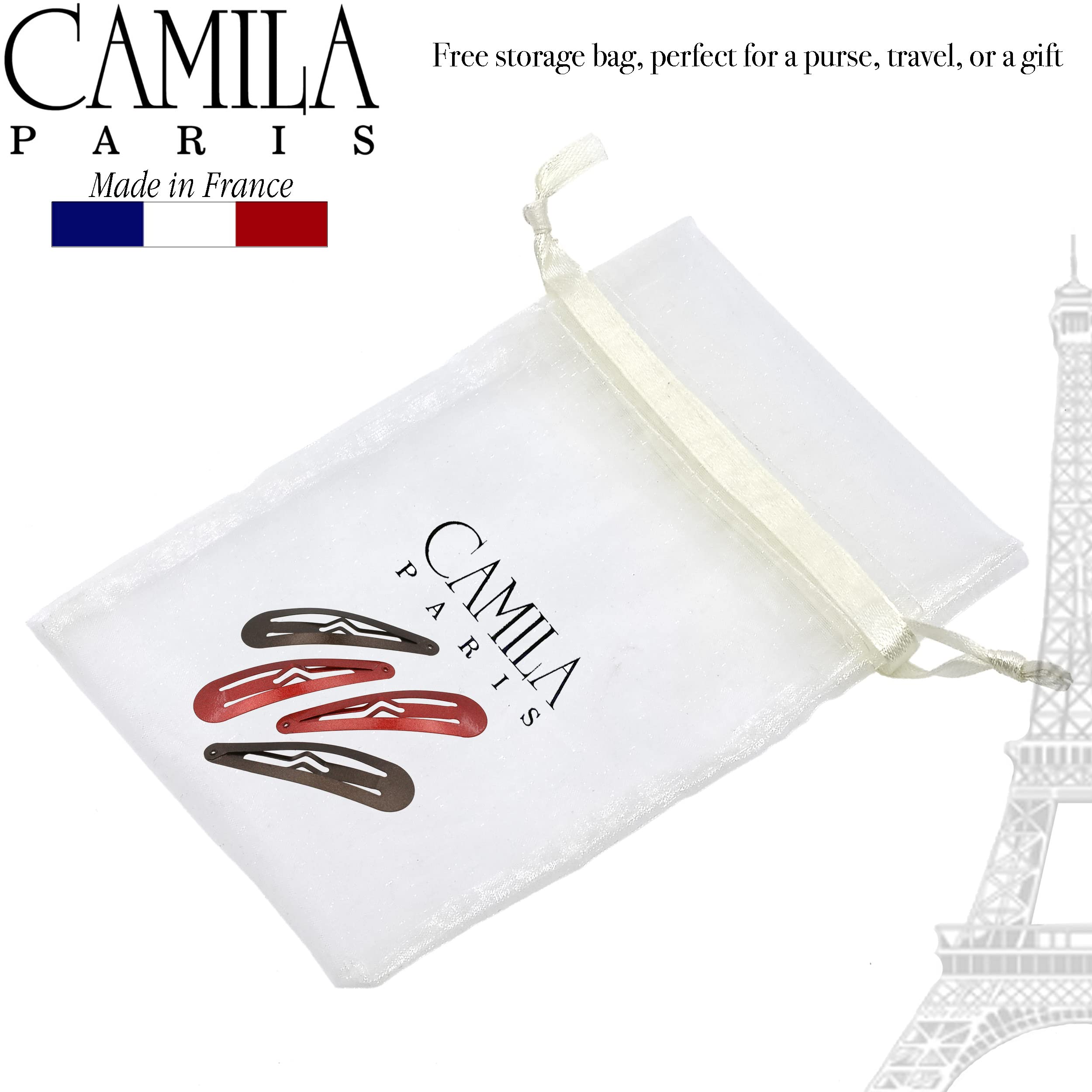 Camila Paris CP1330F French Hair Barrettes Clips for Women - Strong Hold No Slip Metal Snap Hair Slides | Elegant Hair Accessories for Styling, Work & Special Occasions | Made in France