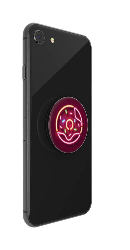 PopSockets PopGrip Expandable Phone Stand & Grip with Interchangeable Top for iPhone, Samsung & Tablets - Neon Donut Design | Perfect for Hands-Free Viewing, Secure Grip & Selfies