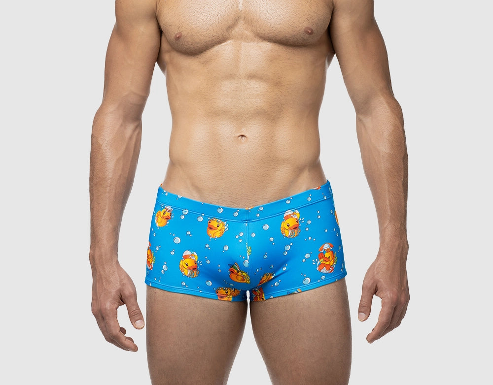PUMP! Water Cheeky Swim Boxer Ducky Blue - Quick-Dry Men's Swim Trunks for Beach, Pool & Summer Water Activities