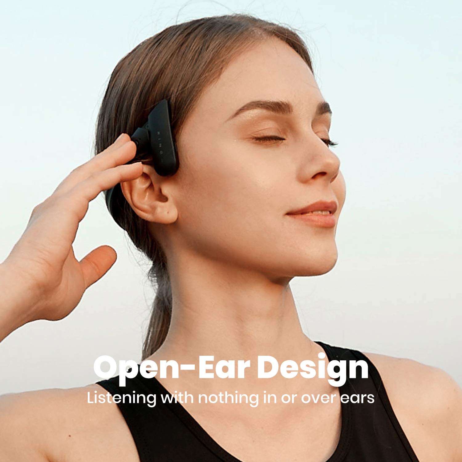 MU6 Open Ear Wireless Bluetooth Headphones with Microphone - 9+ Hours Playtime, Lightweight & Comfortable for Sports, Running, Gym, Work, Gaming & Music - Sweatproof & Secure Fit (Mu6-Blue-1)