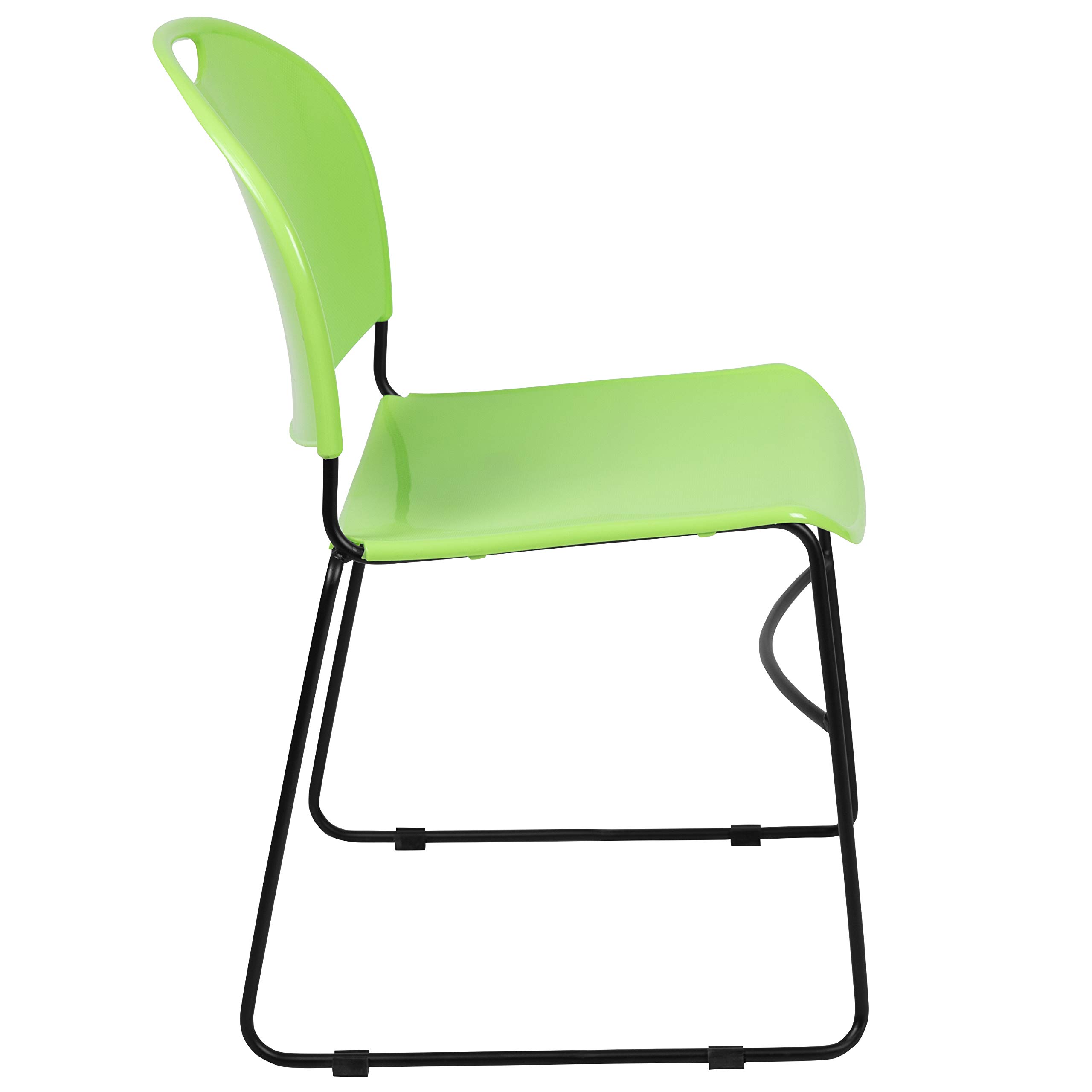 Emma & Oliver Green Ultra-Compact Stackable School Chair - Ergonomic Office Guest & Student Chair for Classrooms, Study Rooms & Small Spaces