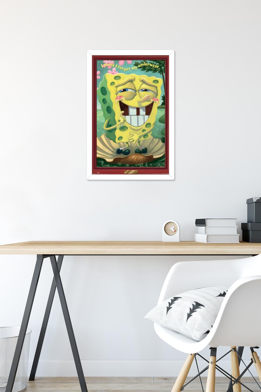 Trends International Nickelodeon SpongeBob SquarePants Underwear Wall Poster - 14.725 x 22.375 Inches, White Framed Version - Perfect for Kids' Bedroom Decor, Game Room, or SpongeBob Fan Gift