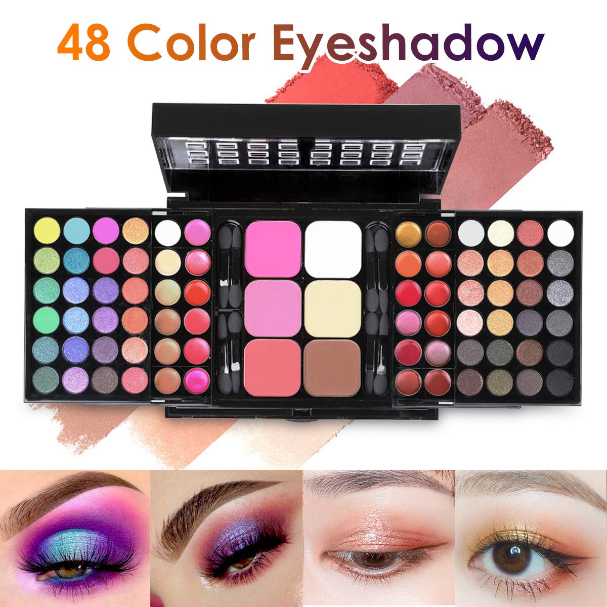 78 Colors All-in-One Makeup Palette Set with Eyeshadow, Lip Gloss, Blusher, Concealer & Highlighter - Pink Cosmetic Kit with Mirror for Professional & Everyday Makeup Looks