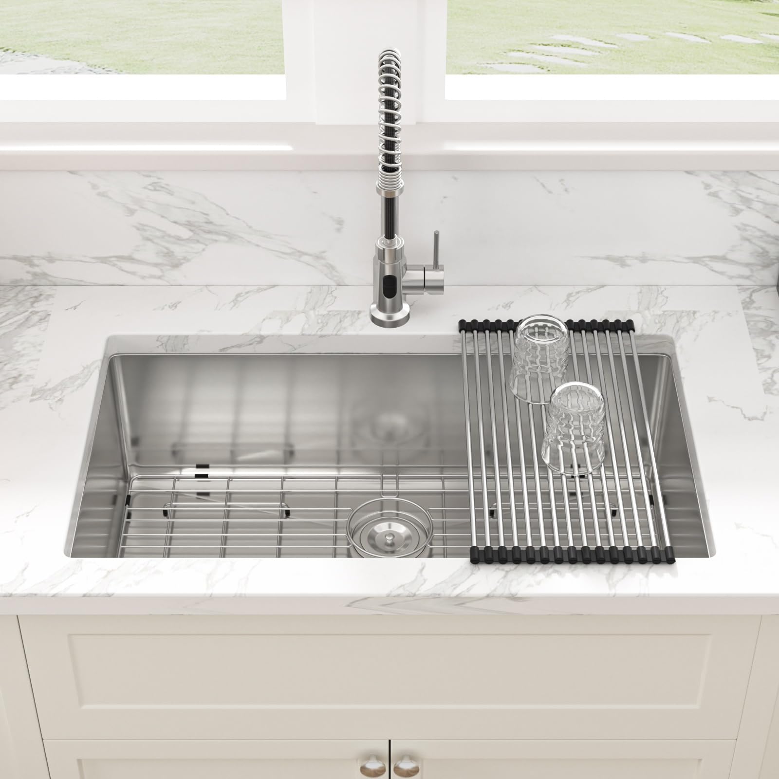 Sarlai 32-Inch Undermount Kitchen Sink - 16 Gauge Stainless Steel Single Bowl Sink with Rounded Corners (32x19 Inches) - Perfect for Modern Kitchens, Restaurant Prep, and Heavy-Duty Home Use