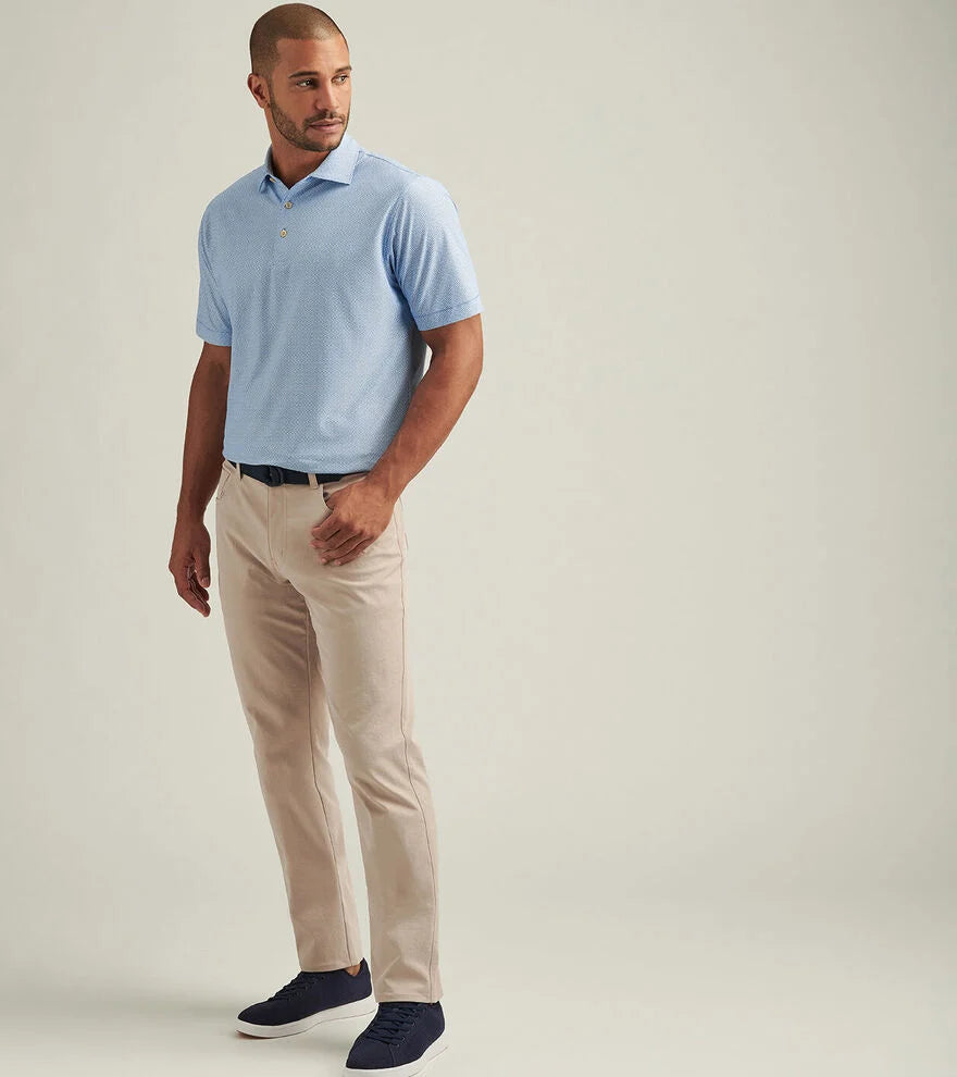 Peter Millar Men's Costa Geo Performance Mesh Polo Shirt - Moisture-Wicking, Breathable Golf & Casual Wear - Sailor Blue - Perfect for Golf, Tennis, and Summer Outdoor Activities