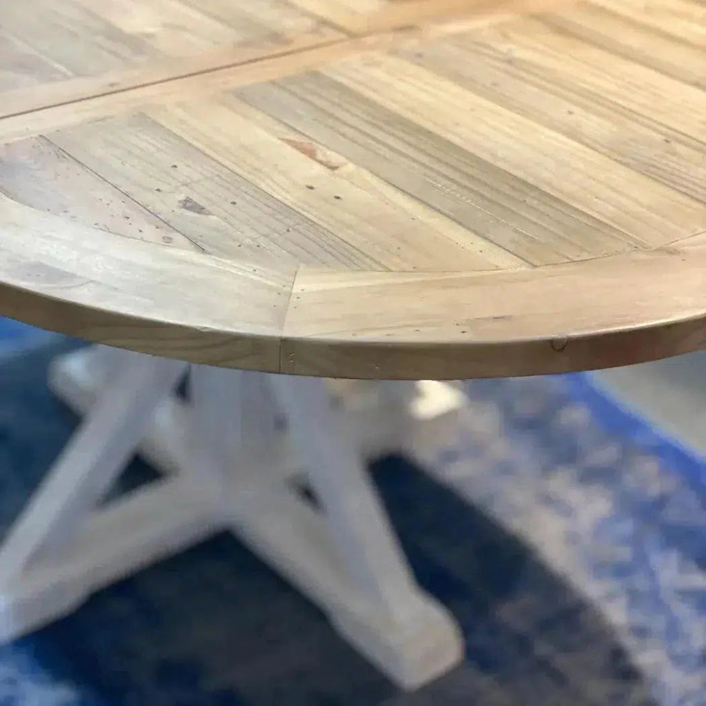 47/67 Inch Round Extending Two-Tone Wood Dining Table for Kitchen, Dining Room, and Small Spaces | Expandable Design for Hosting Guests