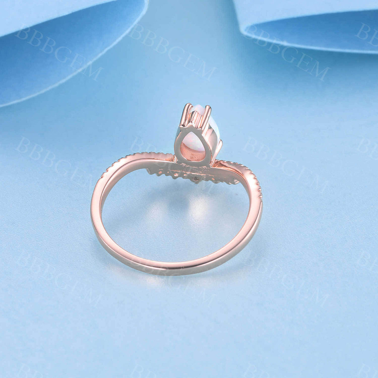 White Opal Diamond Engagement Ring - Blue Topaz October Birthstone Ring - Promise & Anniversary Gift for Her - Perfect for Proposals, Weddings & Special Occasions