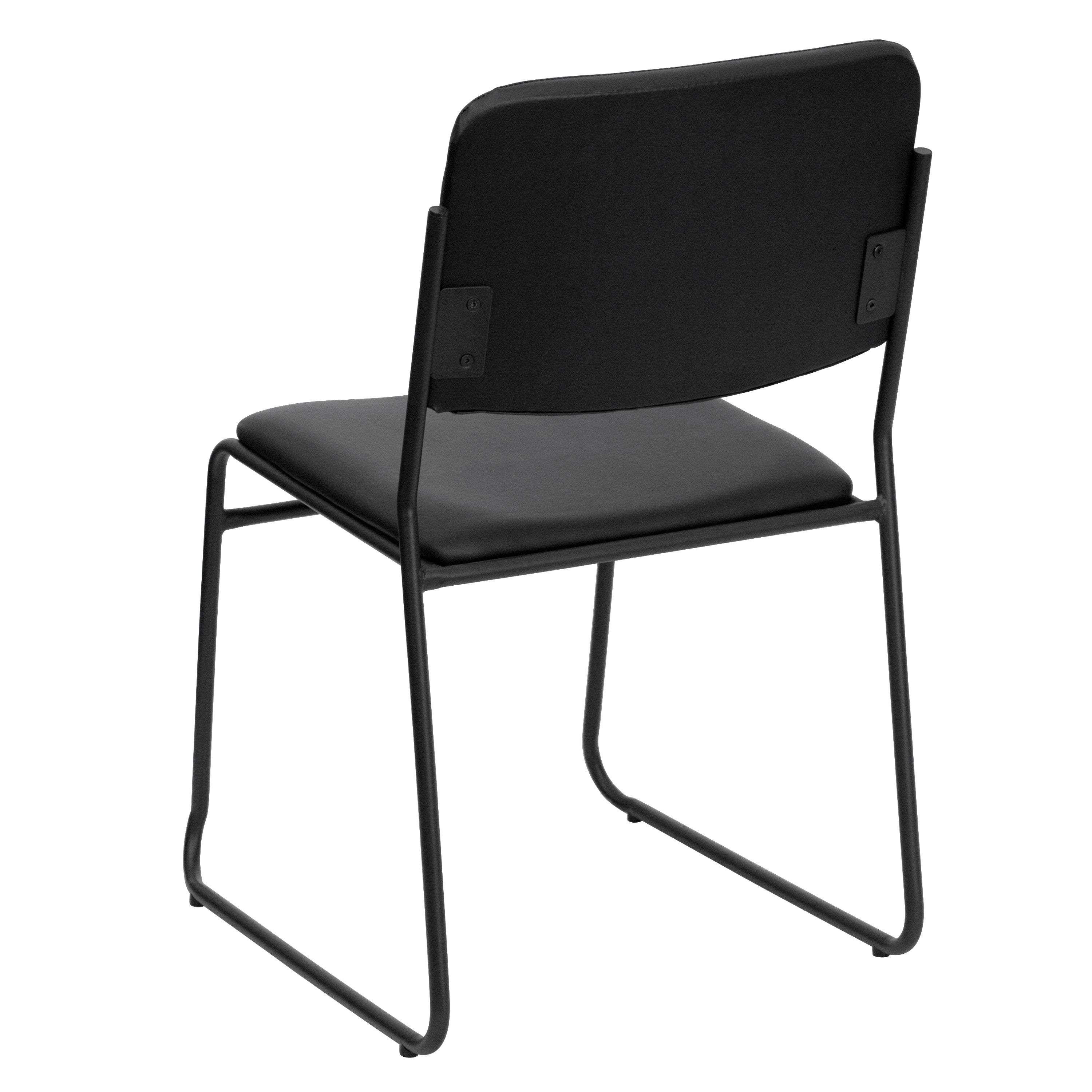FLASH HERCULES Series 500 lb Capacity Heavy Duty Stacking Chairs - Commercial Grade Black Vinyl Sled Base Chairs for Restaurants, Events & Office Use
