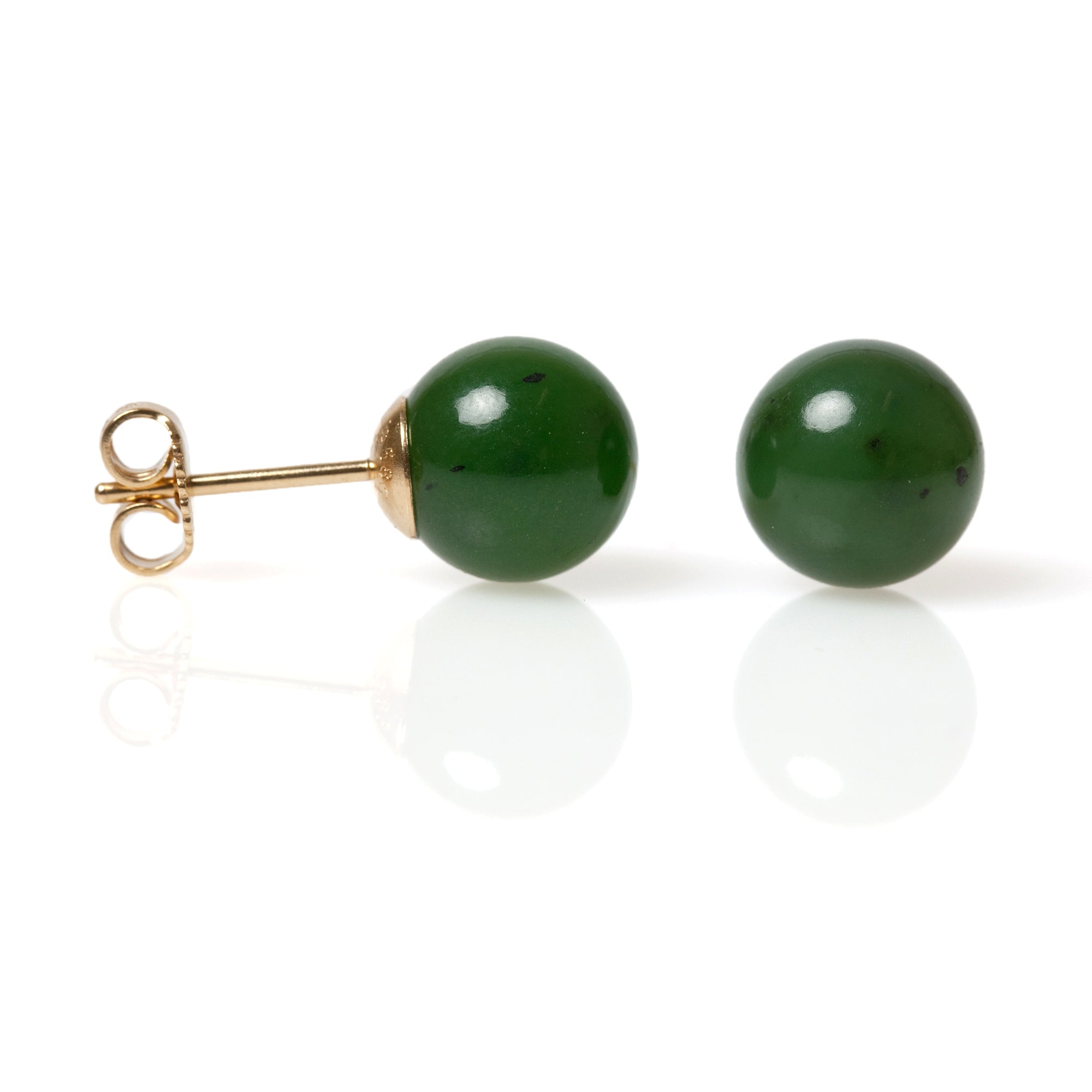 10mm Green Nephrite Jade Bead Earrings for Women - Natural Stone Dangle Earrings - Handmade Jewelry Gift for Birthday, Anniversary - Perfect for Boho, Wedding & Special Occasions