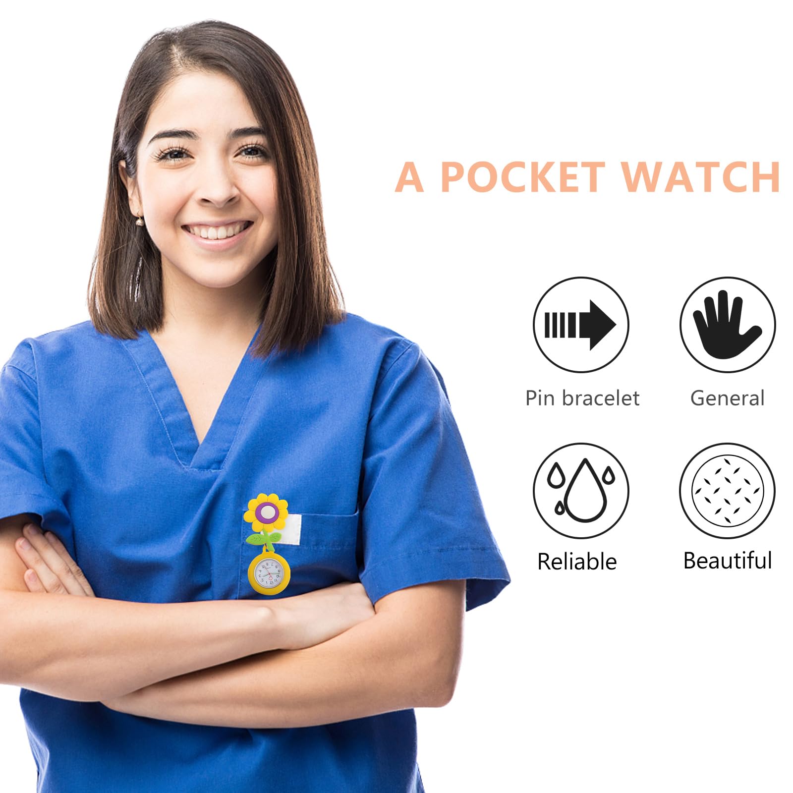 Retractable Nurse Watch with Luminous Hands - Cute Sunflower Design for Nurses & Medical Professionals