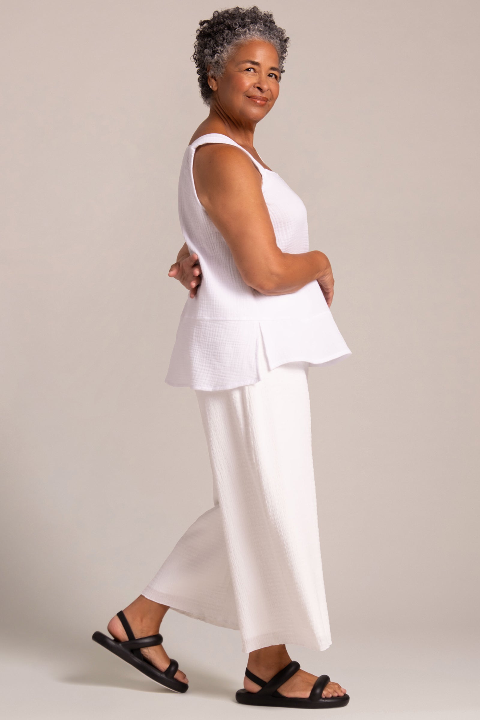 Breeze A Line Tank Top for Women - Soft Breathable White Summer Casual T-Shirt | Perfect for Beach, Yoga, and Everyday Wear