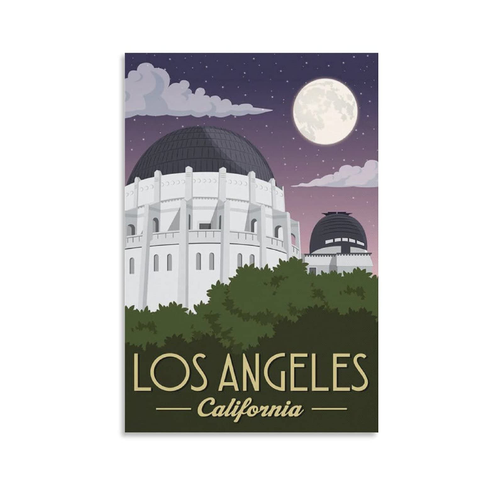 Vintage Travel Posters - Griffith Observatory Los Angeles California Canvas Wall Art - Home Decor Painting for Living Room, Bedroom & Office - Perfect Gift for Travel Lovers & Home Decor Enthusiasts - Ideal for Bohemian, Retro & Modern Interior Design Styles
