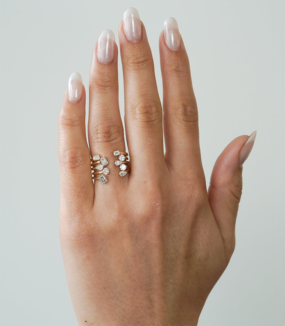 Lunetta Round Diamond Nesting Band Ring - Stackable Wedding & Engagement Ring for Women | Perfect for Bridal Sets, Anniversary Gifts & Everyday Elegance