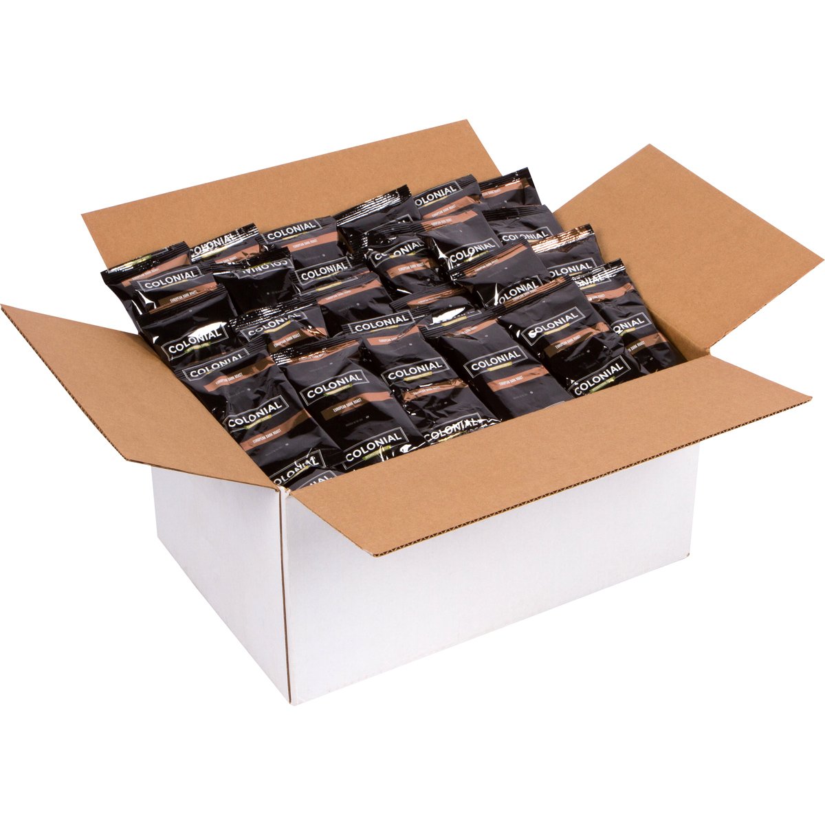 Premium Colonial Coffee Packets - 100 Pack of 2.5 oz Pre-Ground European Dark Roast Coffee Bags | Perfect for Offices, Restaurants & Home Brewing