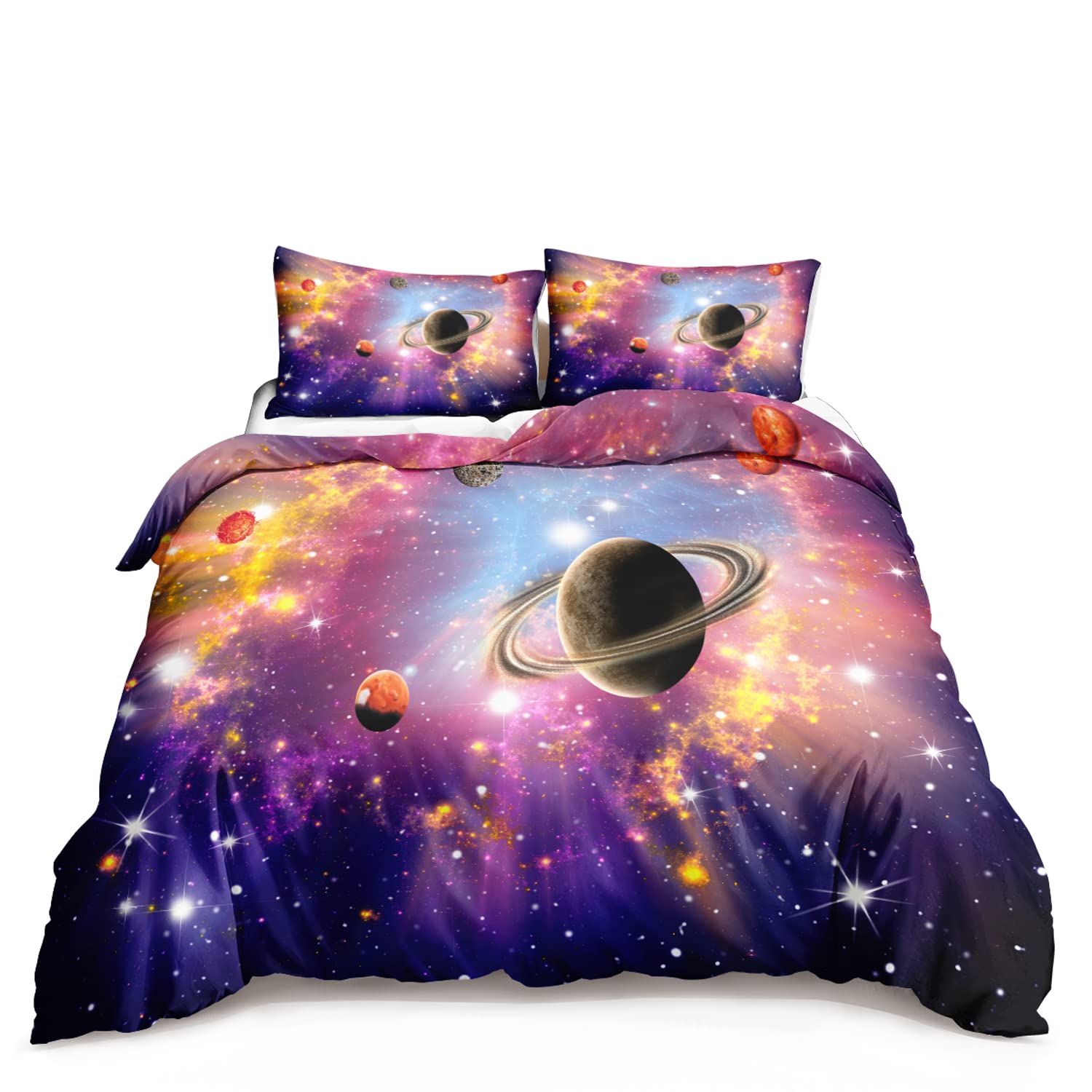 HOSIMA Galaxy Print Bedding Set - 3D Starry Sky Duvet Cover for Kids & Adults (Comforter Not Included) | Space Themed Bedroom Decor for Boys, Girls & Teens