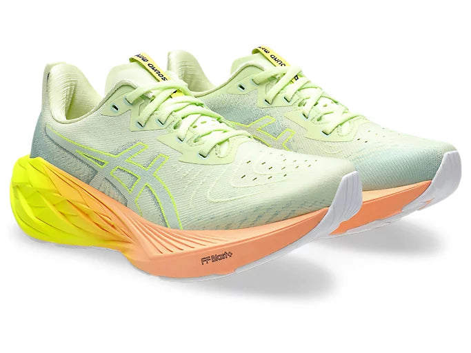 ASICS Women's NOVABLAST 4 Running Shoes - Cool Matcha/Safety Yellow | Lightweight Cushioned Sneakers for Jogging, Gym Workouts & Daily Comfort