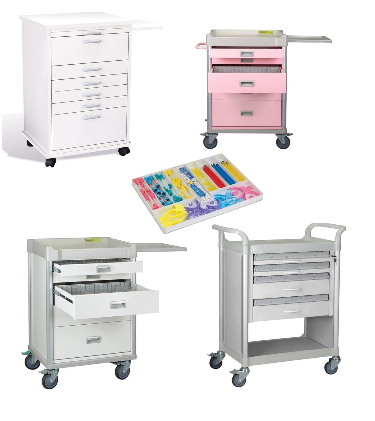 15-Section Plastic Dental Drawer Organizer Tray - White Medical Supply Cart Storage Solution for Dental Clinics & Hospitals