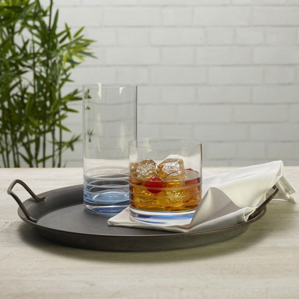 Cal Blue Ombre Set of 4 Double Old Fashioned Whiskey Glasses - Elegant Cocktail Glasses for Bourbon, Scotch & Whiskey - Perfect for Home Bars, Parties & Gifts